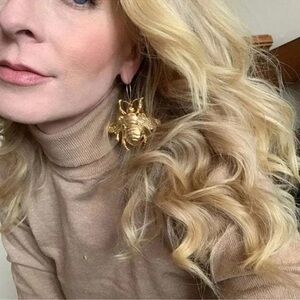 Anthropologie Queen Bee Lucky Gold Earrings
